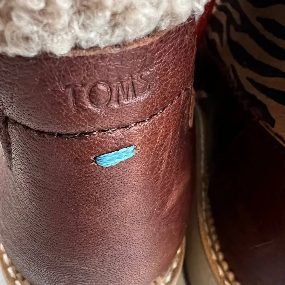 Toms Mesa Boot Waterproof Shearling Cuff Tiger Stripe Size 6.5 NEW w/o Box